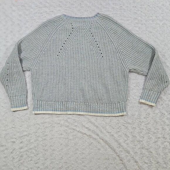 Light Blue White Pullover John And Jenn Womens Medium Sweater Knit cozy comfy - Picture 5 of 6